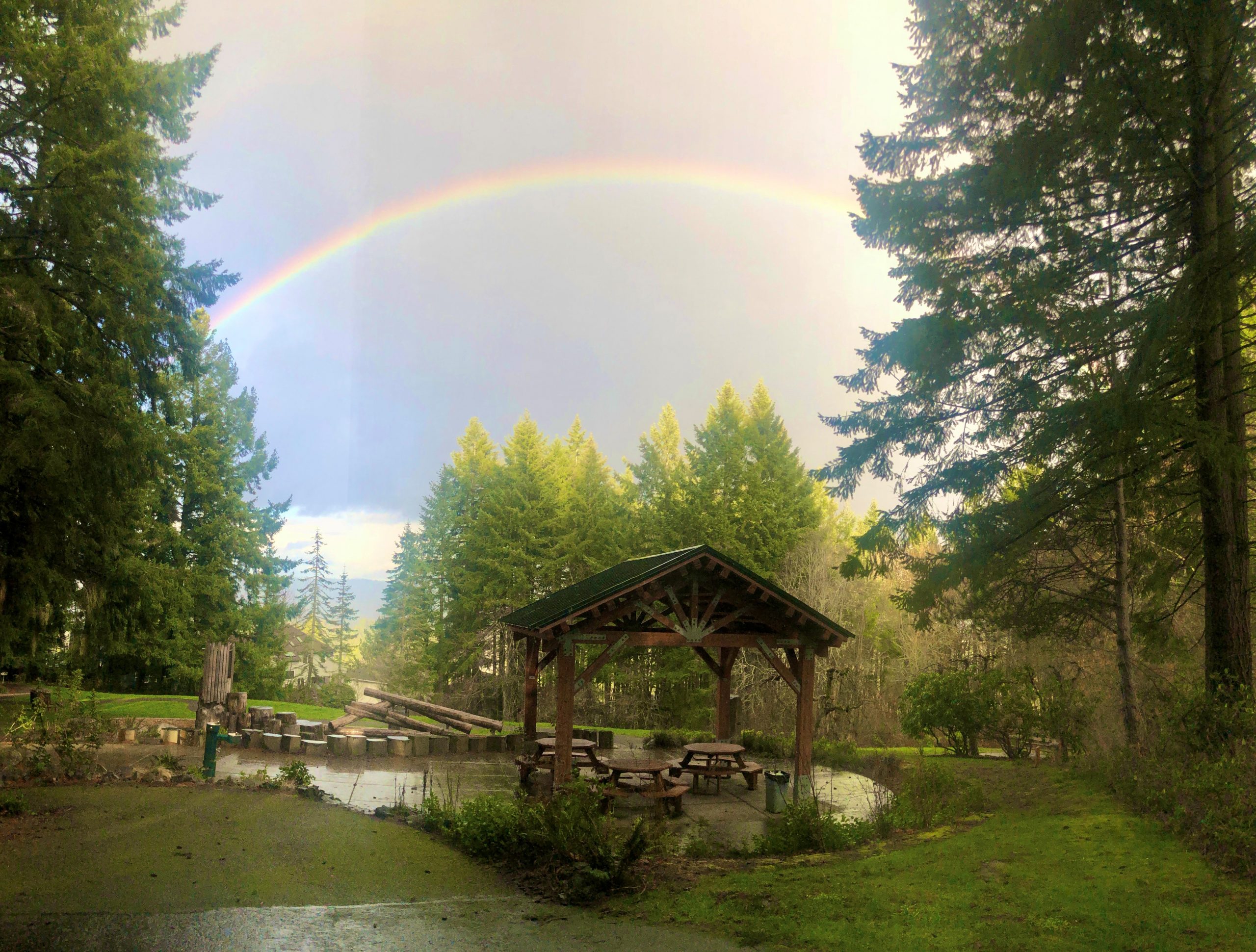 rainbow over friends of bull mountain park